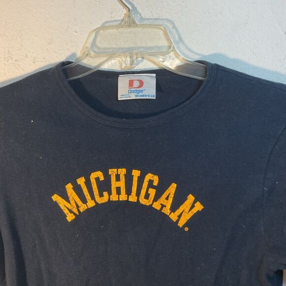 Michigan state university dodger shirt large blue vtg dogers college baby tee - Picture 5 of 11